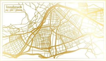 Innsbruck Austria città carta geografica nel retrò stile nel d'oro colore. schema carta geografica. vettore