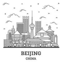 schema Pechino Cina città orizzonte con moderno edifici isolato su bianca. vettore