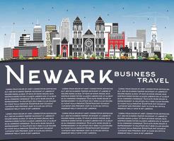 newark nuovo maglia città orizzonte con colore edifici, blu cielo e copia spazio. vettore