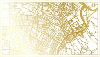torino Italia città carta geografica nel retrò stile nel d'oro colore. schema carta geografica. vettore