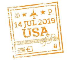 Stati Uniti d'America passaporto francobollo isolato su bianca. immigrazione servizio. vettore