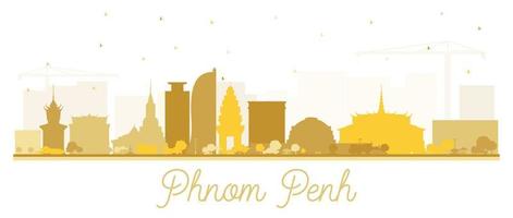 phnom penh Cambogia città orizzonte silhouette con d'oro edifici isolato su bianca. vettore