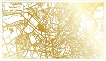 ankara tacchino città carta geografica nel retrò stile nel d'oro colore. schema carta geografica. vettore