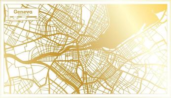 Ginevra Svizzera città carta geografica nel retrò stile nel d'oro colore. schema carta geografica. vettore