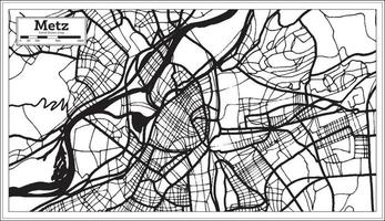 metz Francia città carta geografica nel nero e bianca colore nel retrò stile. schema carta geografica. vettore