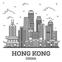 schema hong kong Cina città orizzonte con moderno edifici isolato su bianca. vettore