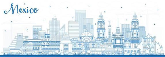 schema Messico città orizzonte con blu edifici. vettore