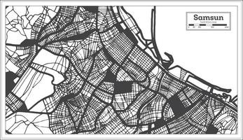 samsun tacchino città carta geografica nel nero e bianca colore nel retrò stile. schema carta geografica. vettore