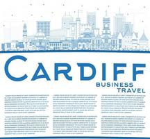 schema cardiff Galles città orizzonte con blu edifici e copia spazio. vettore