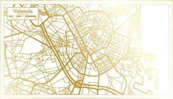 valencia Spagna città carta geografica nel retrò stile nel d'oro colore. schema carta geografica. vettore