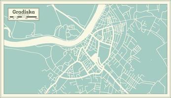 gradiska bosnia e erzegovina città carta geografica nel retrò stile. schema carta geografica. vettore