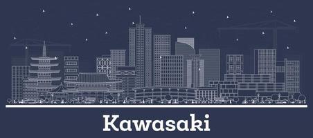 schema kawasaki Giappone città orizzonte con bianca edifici. vettore