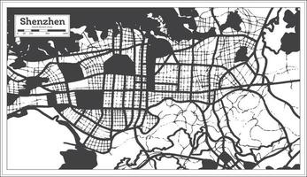 Shenzhen Cina città carta geografica nel nero e bianca colore nel retrò stile. schema carta geografica. vettore