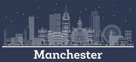 schema Manchester UK città orizzonte con bianca edifici. vettore