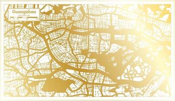 Guangzhou Cina città carta geografica nel retrò stile nel d'oro colore. schema carta geografica. vettore