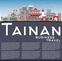 tainan Taiwan città orizzonte con grigio edifici, blu cielo e copia spazio. vettore