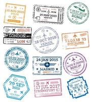 collezione di passaporto francobolli isolato su bianca. vettore illustrazione.