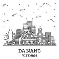 schema da nang Vietnam città orizzonte con storico edifici isolato su bianca. vettore