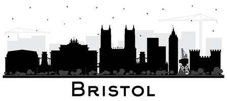 Bristol UK città orizzonte silhouette con nero edifici isolato su bianca. vettore