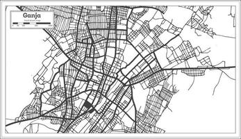 ganja azerbaijan città carta geografica nel nero e bianca colore nel retrò stile isolato su bianca. vettore