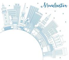 schema Manchester nuovo Hampshire città orizzonte con blu edifici e copia spazio. vettore