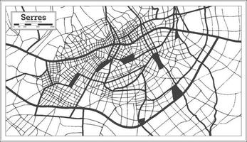 serres Grecia città carta geografica nel nero e bianca colore nel retrò stile. schema carta geografica. vettore