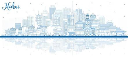 schema hubei Provincia nel Cina. città orizzonte con blu edifici e riflessi. vettore