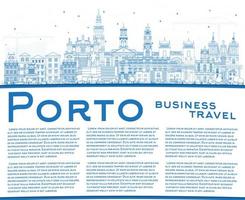 schema porto Portogallo città orizzonte con blu edifici e copia spazio. vettore