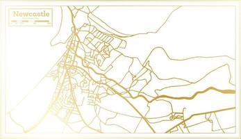 Newcastle Inghilterra città carta geografica nel retrò stile nel d'oro colore. schema carta geografica. vettore