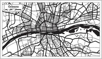 orleans Francia città carta geografica nel nero e bianca colore nel retrò stile. schema carta geografica. vettore