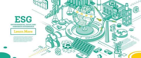 esg concetto di ambientale, sociale e governo. globo modello di il terra. vettore