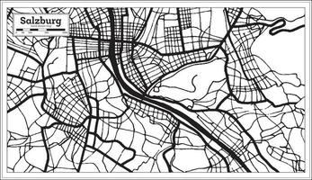 salisburgo Austria città carta geografica nel nero e bianca colore nel retrò stile. schema carta geografica. vettore