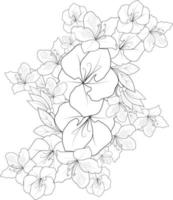 monocromatico mano disegnato scarabocchio fiori, azalea rani schizzo per saluto carte, manifesti. vettore illustrazione.