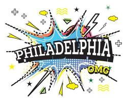 Filadelfia comico testo nel pop arte stile isolato su bianca sfondo. vettore