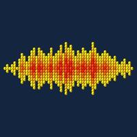 3d giallo suono waveform fatto di cubo pixel vettore