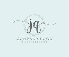 iniziale jq femminile logo. utilizzabile per natura, salone, terme, cosmetico e bellezza loghi. piatto vettore logo design modello elemento.