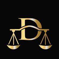 lettera d scala procuratore legge logo design. iniziale pilastro, legge ditta, procuratore cartello design vettore