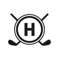 hockey logo su lettera h vettore modello. americano ghiaccio hockey torneo sport squadra logo