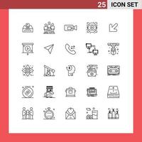 25 creativo icone moderno segni e simboli di sinistra freccia Camera mostrare bulbo oculare modificabile vettore design elementi