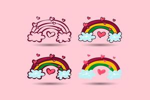 san valentino giorno elemento. carino arcobaleno con nuvole e gli amori. vettore illustrazione