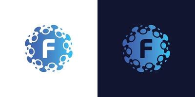 molecola iniziale lettera f logo design , laboratorio logo design elemento , design vettore con puntini