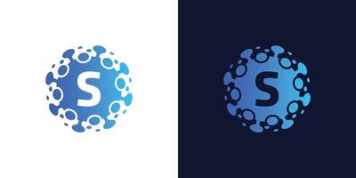 molecola iniziale lettera S logo design , laboratorio logo design elemento , design vettore con puntini