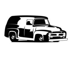 vettore illustrazione di 1952 chevrolet pannello furgone isolato silhouette. migliore per camion industria, distintivo, emblema, icona, etichetta design.