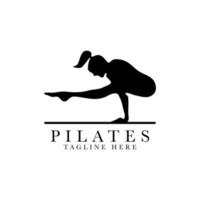 pilates posizione femmina silhouette logo design vettore