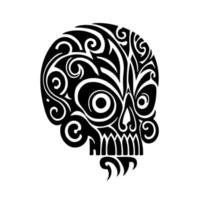 astratto, ornamentale umano cranio cartello. illustrazione per tatuaggio, ricamo, logo, emblema, laser taglio, sublimazione. vettore