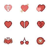 gratuito vettore vario cuore forme pixel arte San Valentino edizione