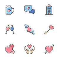 gratuito vettore vario icona cuore forme pixel arte San Valentino edizione 3