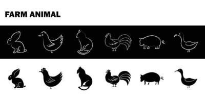 animale azienda agricola illustrazione icona impostare. contiene illustrazioni di animale icone coniglio, pollo, gatto, maiale, anatra. semplice vettore design modificabile