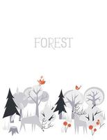 inverno foresta con animali illustrazione vettore