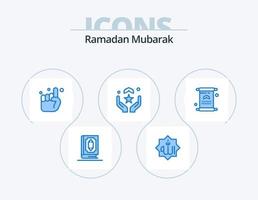 Ramadan blu icona imballare 5 icona design. mano. dua. Dio. pregare. uno vettore